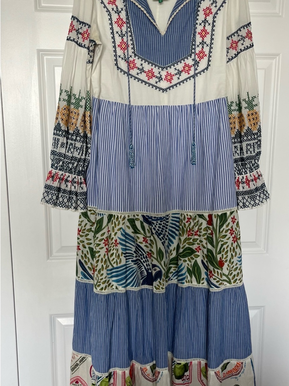 FARM Rio Blue, White & Multicolor Patchwork Maxi Dress - Picture 10 of 16